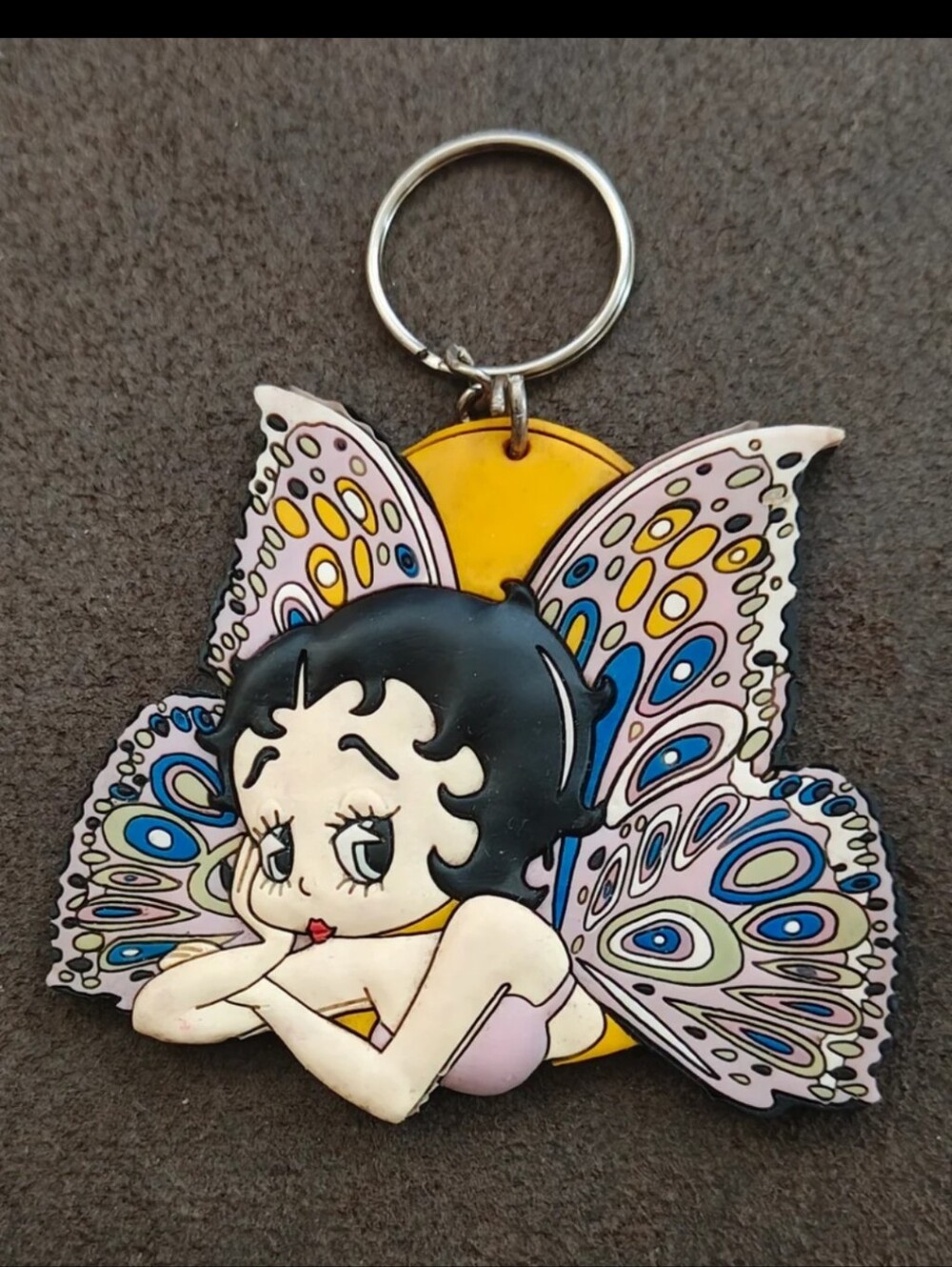 1997 Rare & HTF Betty Boop With Butterfly Wings Rubber Keychain/Keyring